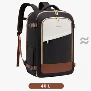 LOVEVOOK Travel Backpack for Women, 40L Carry On Backpack Brown & Black